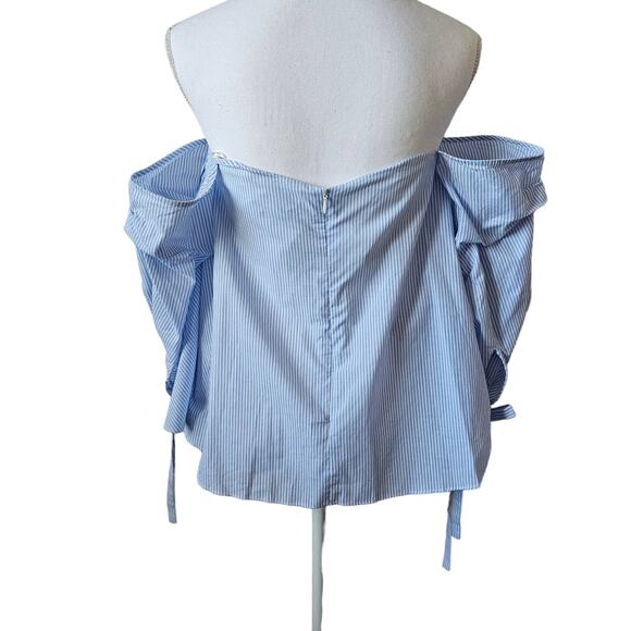 Central Park West Sexy Off the Shoulder Pinstripe Top Size S - Picture 2 of 5